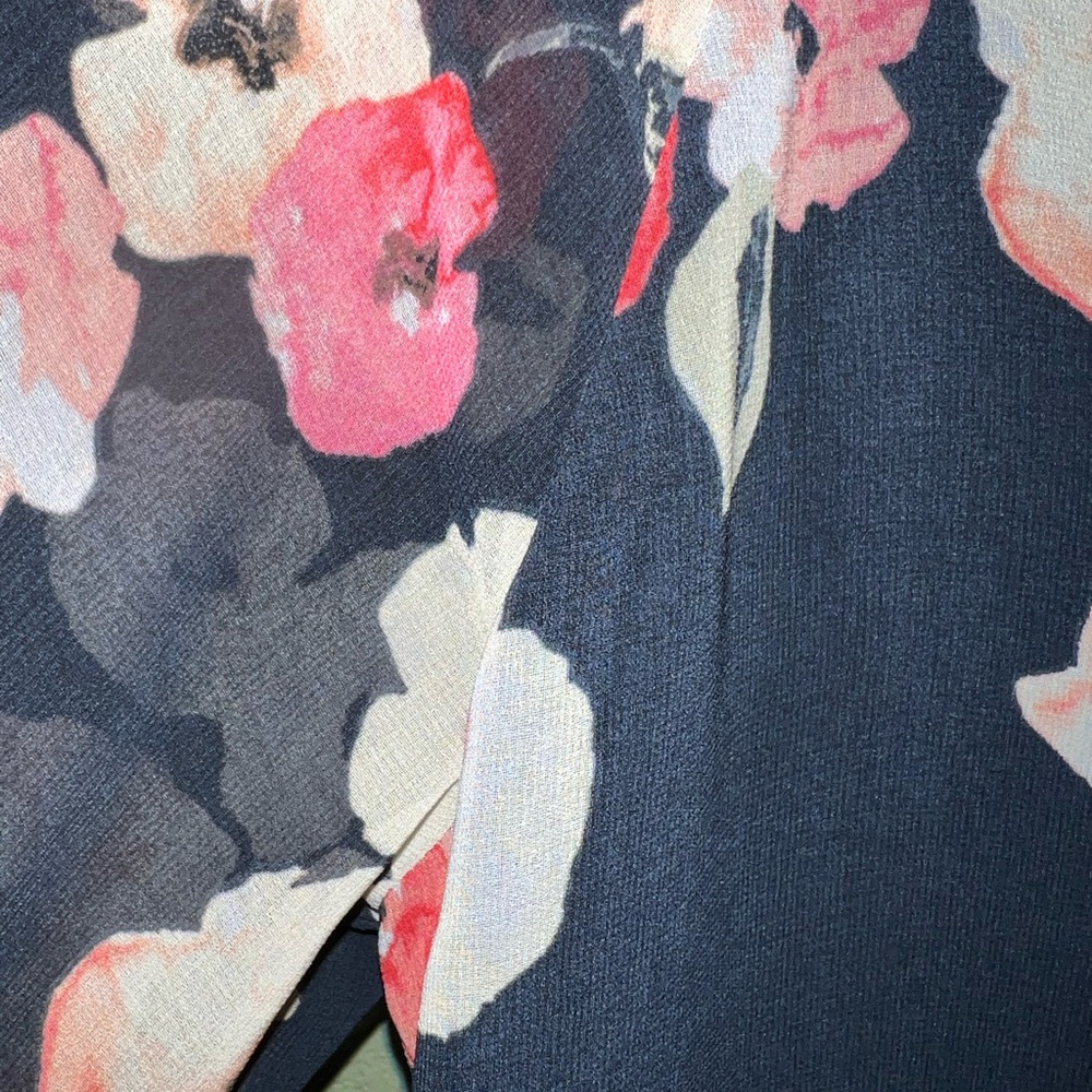 CAbi Navy Floral Blouse with Pink Accents - Picture 7 of 8